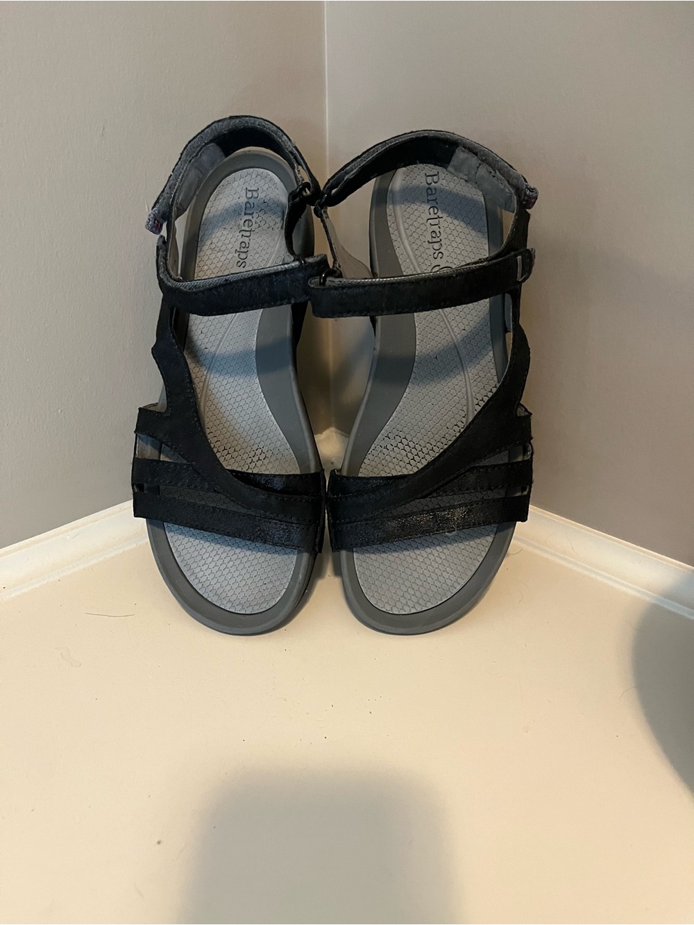 BareTraps Black Sandal with Gray Footbed